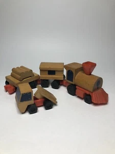 Vintage Mattel Wooden Train Putt Putt 1972 Made In Korea (5 Pieces) - Bild 1 von 9