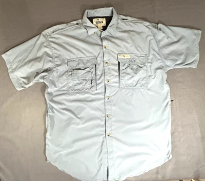 Hook & Tackle Shirt Mens  Air/X Mesh Blue zip Pockets Fishing Vented Size Large - Image 1 of 4