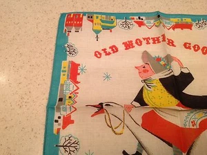 Pañuelo vintage madre ganso diseño libro dorado Provensens pañuelo pañuelo - Imagen 1 de 9