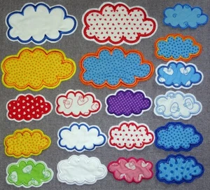 Wolke in 2 Größen und Wunschfarbe Applikation Handmade Aufnäher Patch Wolken - Bild 1 von 3