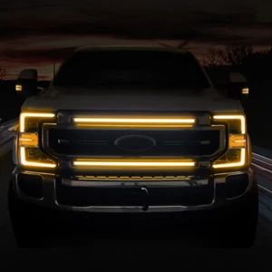 For 2017-2022 Ford Super Duty F250 2PC LED Grill Accent Lights Bar Kit Amber DRL - Picture 1 of 16