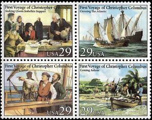 4 Mint Stamps: 1992, 500th Anniversary 1492 First Voyage of Christopher Columbus