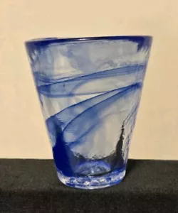Vintage Kosta Boda Blue Swirl UHV (Ulrica Hydman Vallien) 8oz Glass Tumbler - Picture 1 of 8
