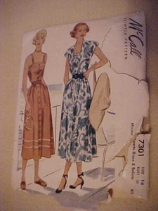 1948 McCall Lady's Pattern Sundress & Bolero 7301 NO INSTRUCTION SHEET - Picture 1 of 4