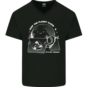Climate Change Keep the Planet Clean Funny Mens V-Neck Cotton T-Shirt - Picture 1 of 37