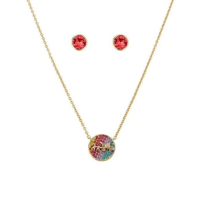 Coach Necklace & Earrings Set - Multicolor Gift Set