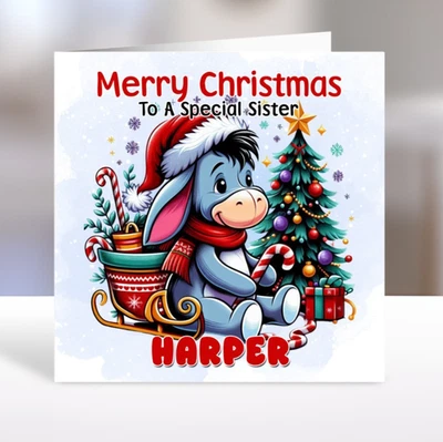 EEYORE Personalised Christmas Card - Disney Christmas Card - Winnie The Pooh - Image 1 of 2