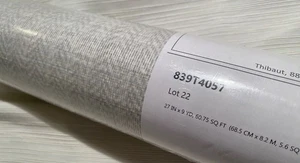 9YD THIBAUT T4057 Baldwin Herringbone Grey String Textile Wallpaper $304 Retail - Picture 1 of 15