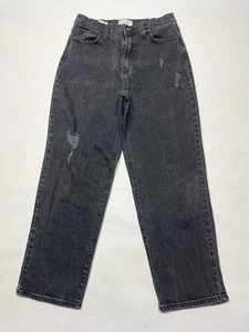 Black Distressed Baggy Loose Vintage Straight Jeans Size 8 28x26 Grunge Skater - Picture 1 of 24