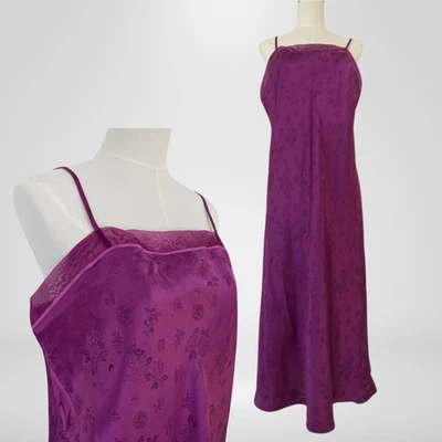 Vintage Womens Satin Maxi Slip Dress Size L Asian Print Fairy Whimsigoth Y2K 90s - Image 1 of 4