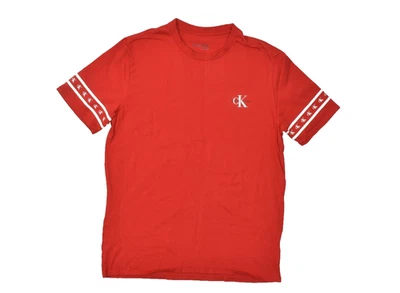 Calvin Klein джинсы мужчин M красный футболка логотип рукав полоски 100% хлопок ворота - Изображение 1 из 4