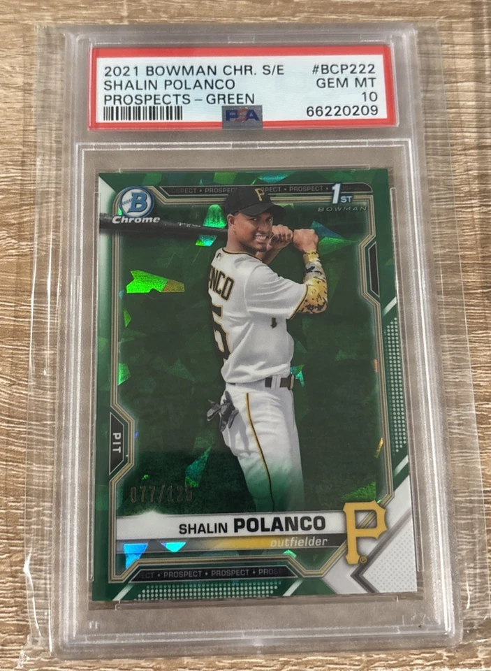 2021 Bowman Chrome Sapphire Shalin Polanco 1st Bowman Green /125 PSA 10 - Image 1 of 1