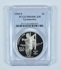 1995-P Olympic Gymnastics Commemorative Dollar PR69 DCAM PCGS Blue Label *9554 - Picture 1 of 5