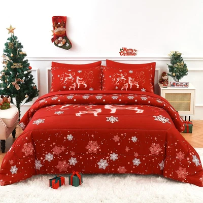 Juego de edredón de Navidad, 7 piezas cama en bolsa, juegos de cama de Navidad con edredón Foto 1 de 4