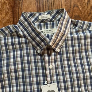 NEW Onward Reserve Edgehill Classic Fit Button Down Shirt Size Large Plaid Blue - Picture 1 of 12