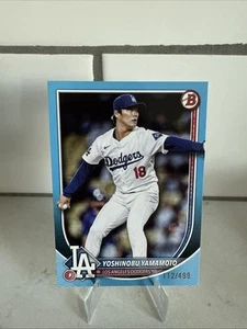 2025 Bowman Yoshinobu Yamamoto 112/499 Sky Blue Parallel #18 SP LA Dodgers - Picture 1 of 2