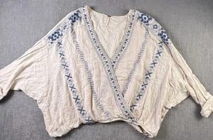 Free People Elfenbein bestickt Halbmond Mond Perlen Bohemian Viskose Bluse Größe M - Bild 1 von 17