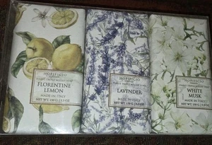 3 Stück italienische Luxus Seife Florentiner Zitrone, Lavendel, weißer Moschus - Bild 1 von 1