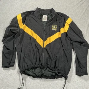 Vintage 90’s US Army Zip Up Windbreaker Track Jacket Black/Yellow Large Regular - Picture 1 of 13