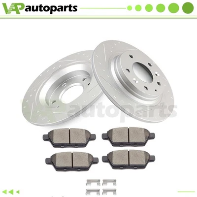 Rear Drilled Slotted Brake Rotors  & Pads for Mazda 6 2006-2011 Ford Fusion Foto 1 de 4