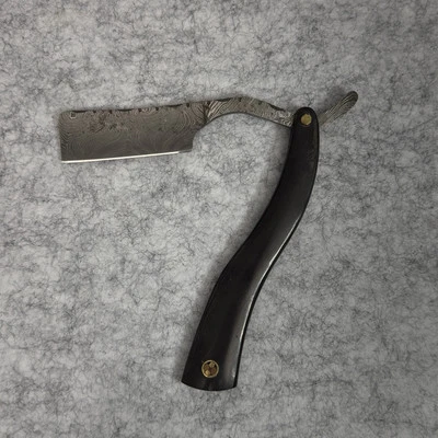 Damascus Steel Straight Edge Folding Flip Razor Shaving Barber Quality - Image 1 of 4
