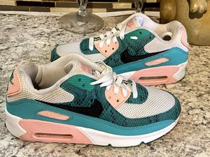 Nike Air Max 90 GS Green Snakeskin Pink DR8926-300 Sz 5.5Y EU 38 Women’s 7.5 EUC - Picture 1 of 12