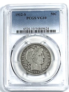 1912-S Barber Half Dollar : PCGS VG10 - Picture 1 of 4