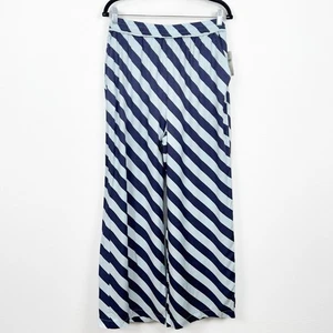 NEU Maeve Anthropologie Hose Damen M blau gestreift weites Bein Bohemian Resort - Bild 1 von 16