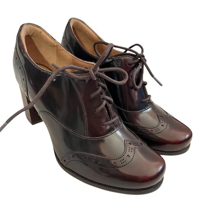Clarks высокий каблук oxford женщин 8,5 Ciera рассол шнурует вверх туфли из красной коричневой кожи - Изображение 1 из 4