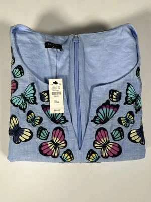 Talbots вышитая бабочка льняной хлопок Shift платье во французском синий 18 Вт $169 - Изображение 1 из 4