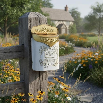 Briefkasten Im Vintage-Design, Rustikal, Robust, Aus Metall, Für Zaun, Tor, Hof - Bild 1 von 4