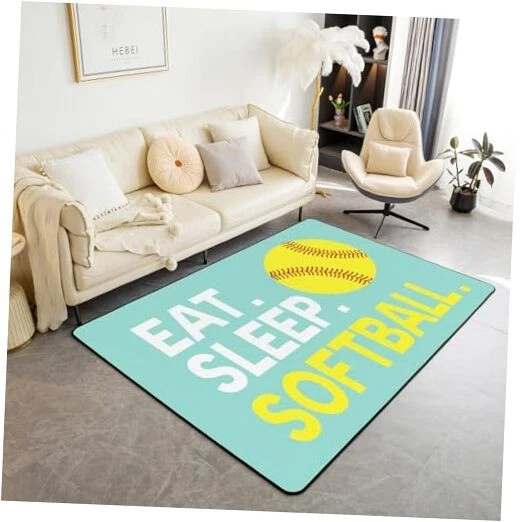  Alfombra de softbol 5x7 verde deportes juego sala alfombras para dormitorio niños  Foto 1 de 4