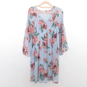 Spense Womens Dress Size XL Blue Floral Pleated Boho Cottagecore Summer Romantic - Picture 1 of 5
