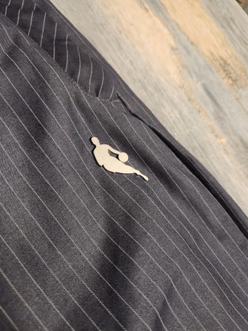 RARE VINTAGE ADIDAS NBA BASKETBALL GRAY PINSTRIPE PANT MEN LARGE LINED   LOOK! Cover