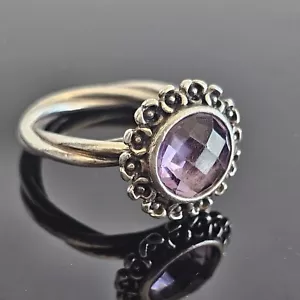Pandora Floral Elegance Amethyst Wanda's Garden II Ring Size 56 190850 Free Post - Picture 1 of 14