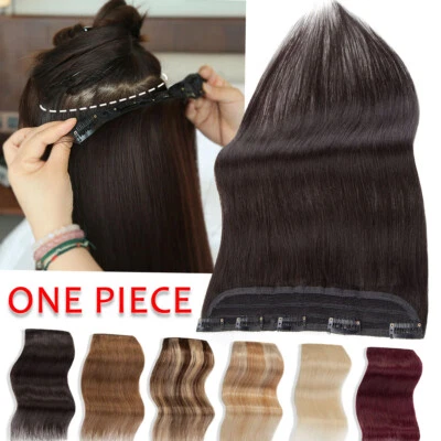 ELAILITE REAL REMY Clip In 100% Human Hair Extensions One Piece Invisible Seamless Wefted