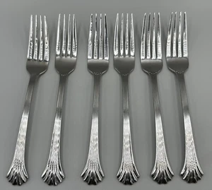 Wallace Stainless TIARA Dinner Forks 7 1/2” Glossy Ribbed Luxury Set of 6 USED - Picture 1 of 10