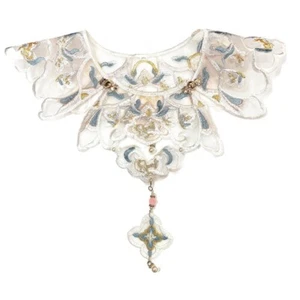 1X Retro Floral Embroidery Fake Neck Tassel Beads False Collar  for Sewing Hanfu - Picture 1 of 12