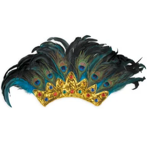 Samba Haarschmuck Kopfschmuck mit Pfauenfedern Bunt Haarband Karneval in Rio - Bild 1 von 3