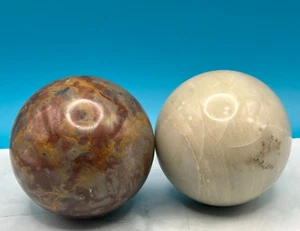 2 Stone Sphere Polished Decorative Gemstone Ball Healing Chakra Decor - Picture 1 of 7