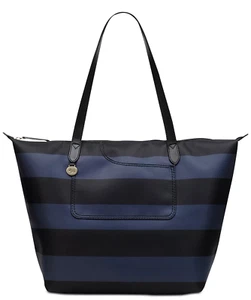 RADLEY LONDON Pockets Essentials Striped Zip Top Large Nylon Tote Black Blue - Picture 1 of 11