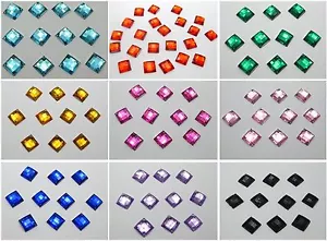 200 Flatback Acrylic Square Sewing Rhinestone 8X8mm Sew on Beads Pick Your Color - Picture 1 of 12