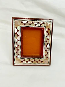 Egyptian Wood MOP Inlaid Picture Frame Handmade Unique 3.75" X 3.25" #249 - Picture 1 of 3