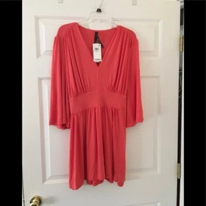 NWT Melissa McCarthy Seven7 3/4 Sleeve Empire Tunic Top Pink 2x - Picture 1 of 6