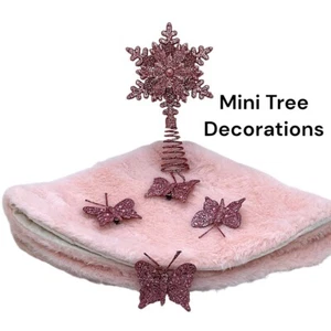 6-teiliges Set rosa Mini Baum Rock Clip auf Schmetterling Ornamente Schneeflocke Baum Topper - Bild 1 von 3