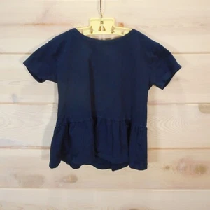 Crewcuts Girl's Size 8 Navy Peplum Shirt Ribbon Bow at the Back Short Sleeve Top - Picture 1 of 6