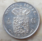 Niederlande Ostindien 1/10 Gulden 1854 KM # 304.1 aUNC Silber QUALITÄT