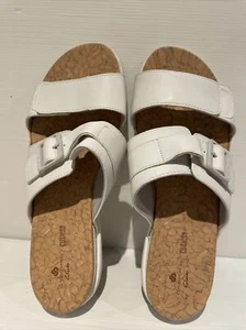 Clarks Size 41 Women’s White Cloudsteppers Mule Sandals Step June Tide Strappy - Imagen 1 de 13
