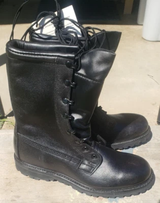 Botas de trabajo o militares de cuero negras con cordones suela Vibram táctica talla 10-1/2 Foto 1 de 4