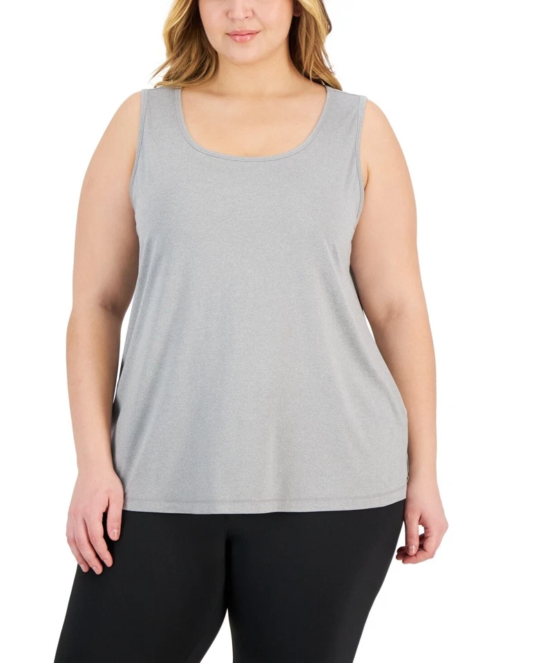 ID Ideology Plus Size Solid Crewneck Tank Top storm grey 1X